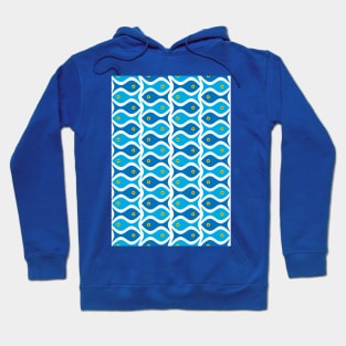 Blue Fish Pattern Hoodie